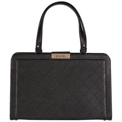 2017 Chanel Black Quilted Calfskin Leather Large Label Click Shopping Tote