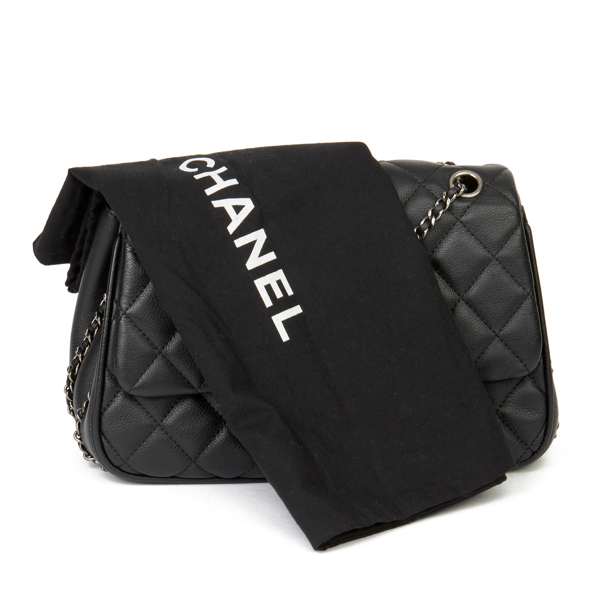 2017 Chanel Black Quilted Calfskin Leather Medium Frame in Chain Flap Bag 5