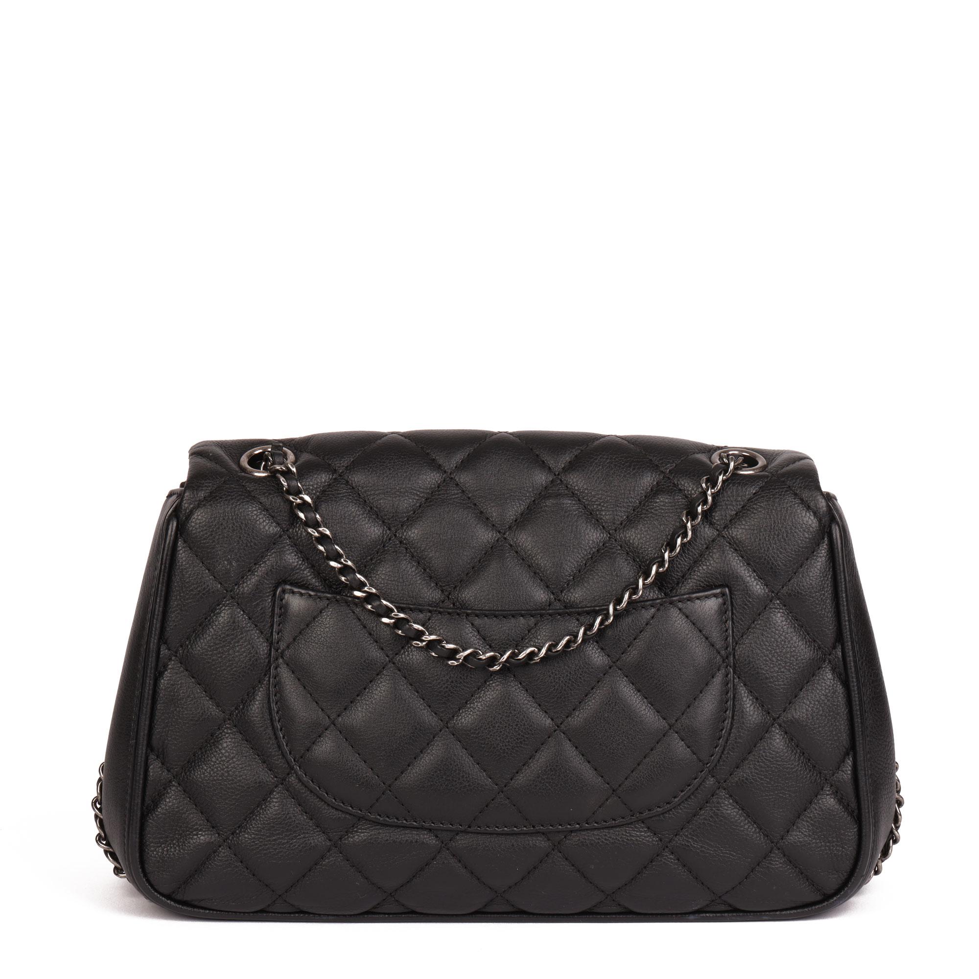 2017 Chanel  Black Quilted Calfskin Leather Medium Frame in Chain Flap Bag 1