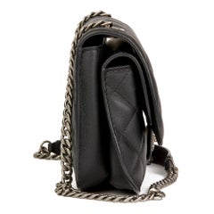 2017 Chanel Black Quilted Calfskin Leather Saddle Bag