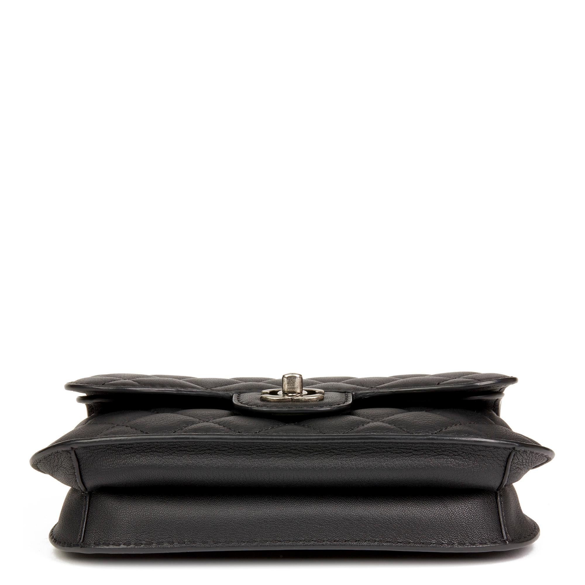 2017 Chanel Black Quilted Calfskin Leather Saddle Bag In Excellent Condition In Bishop's Stortford, Hertfordshire