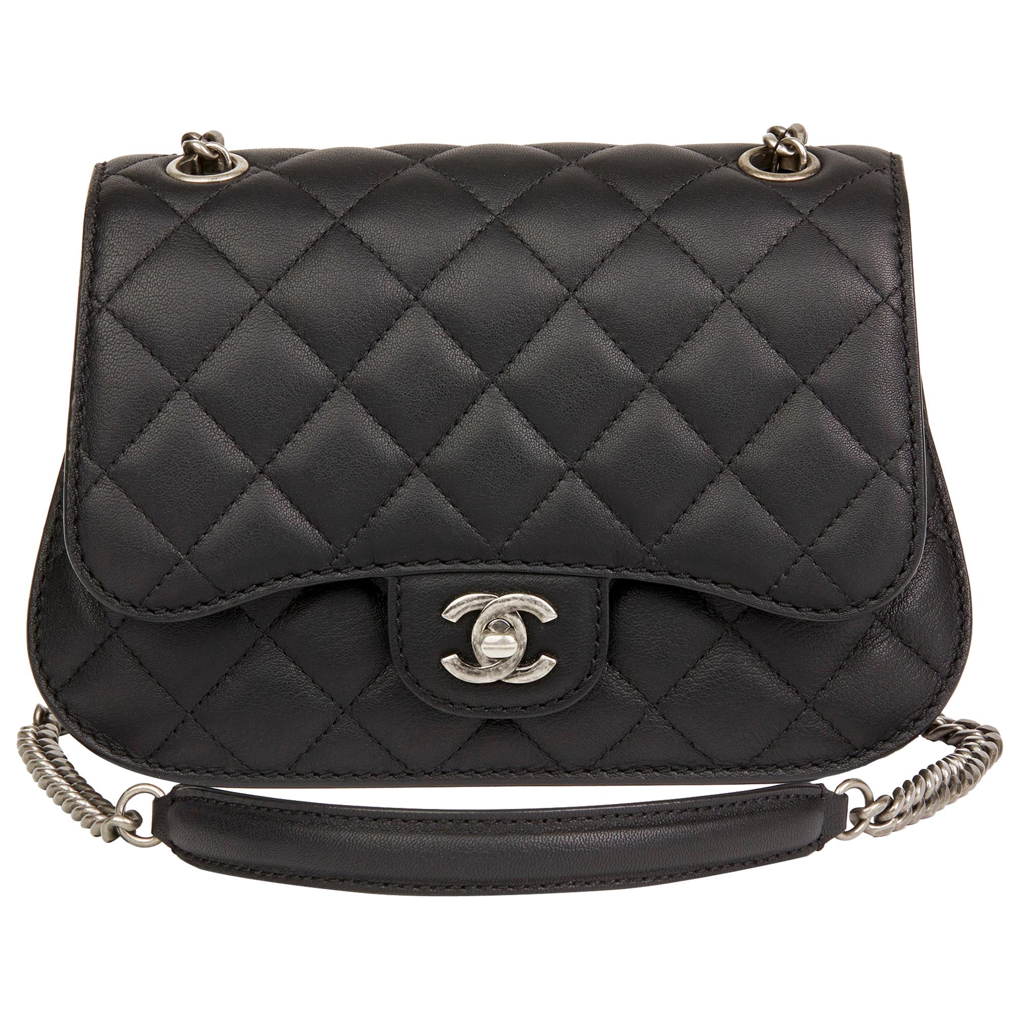 2017 Chanel Black Quilted Calfskin Leather Saddle Bag