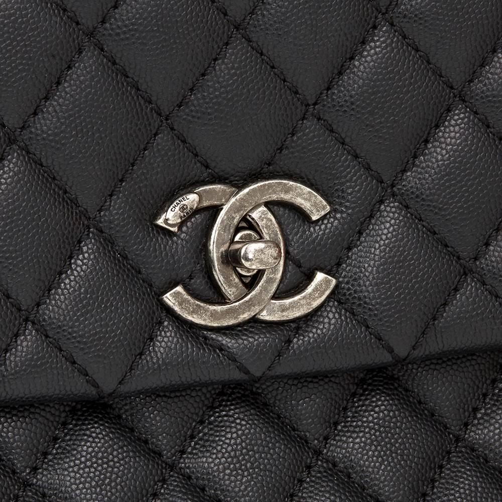 2017 Chanel Black Quilted Caviar Leather Medium Coco Handle  1