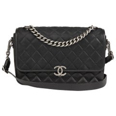 2017 Chanel Black Quilted Caviar Leather, Nubuck Suede & Calfskin Leather Jumbo 
