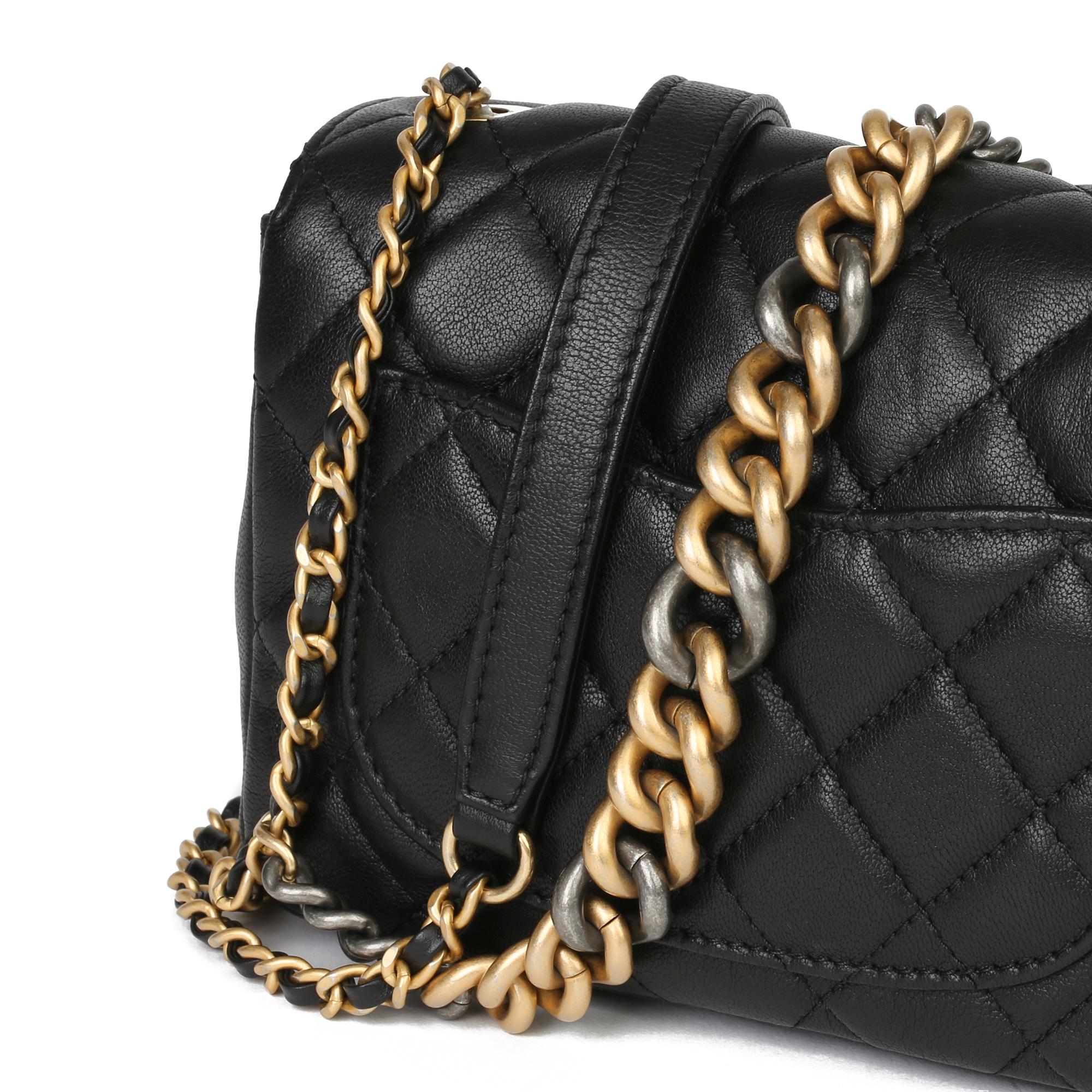 2017 Chanel Black Quilted Lambskin Mini Flap Bag with Gold Pearl Pouch 7