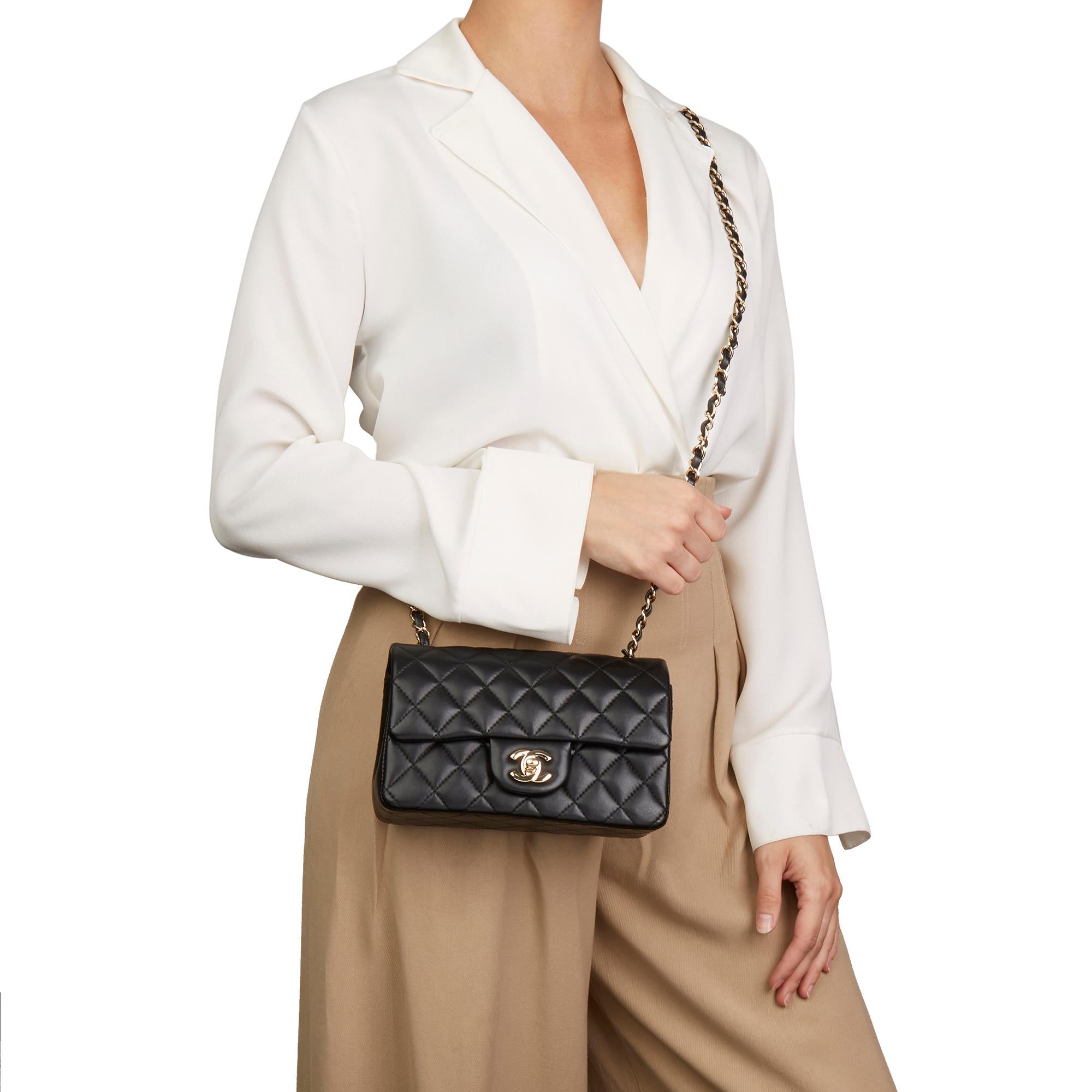 2017 Chanel Black Quilted Lambskin Rectangular Mini Flap Bag 8