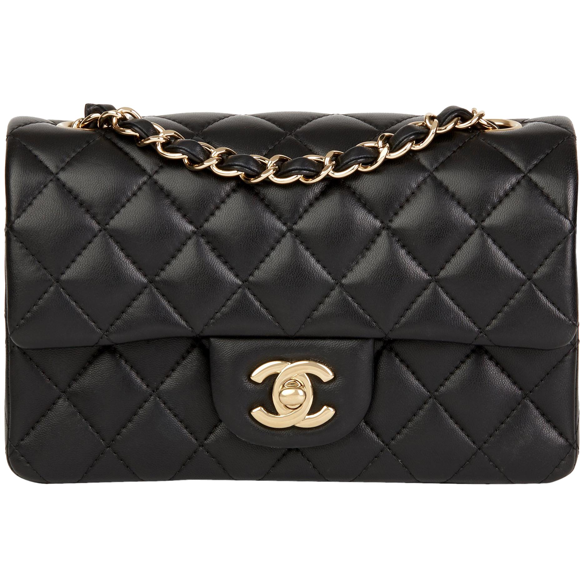 2017 Chanel Black Quilted Lambskin Rectangular Mini Flap Bag