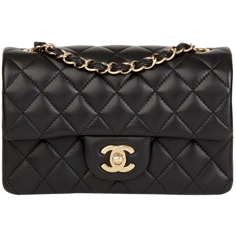 Vintage CHANEL Classic Black Quilted Lambskin Small Single Flap Bag