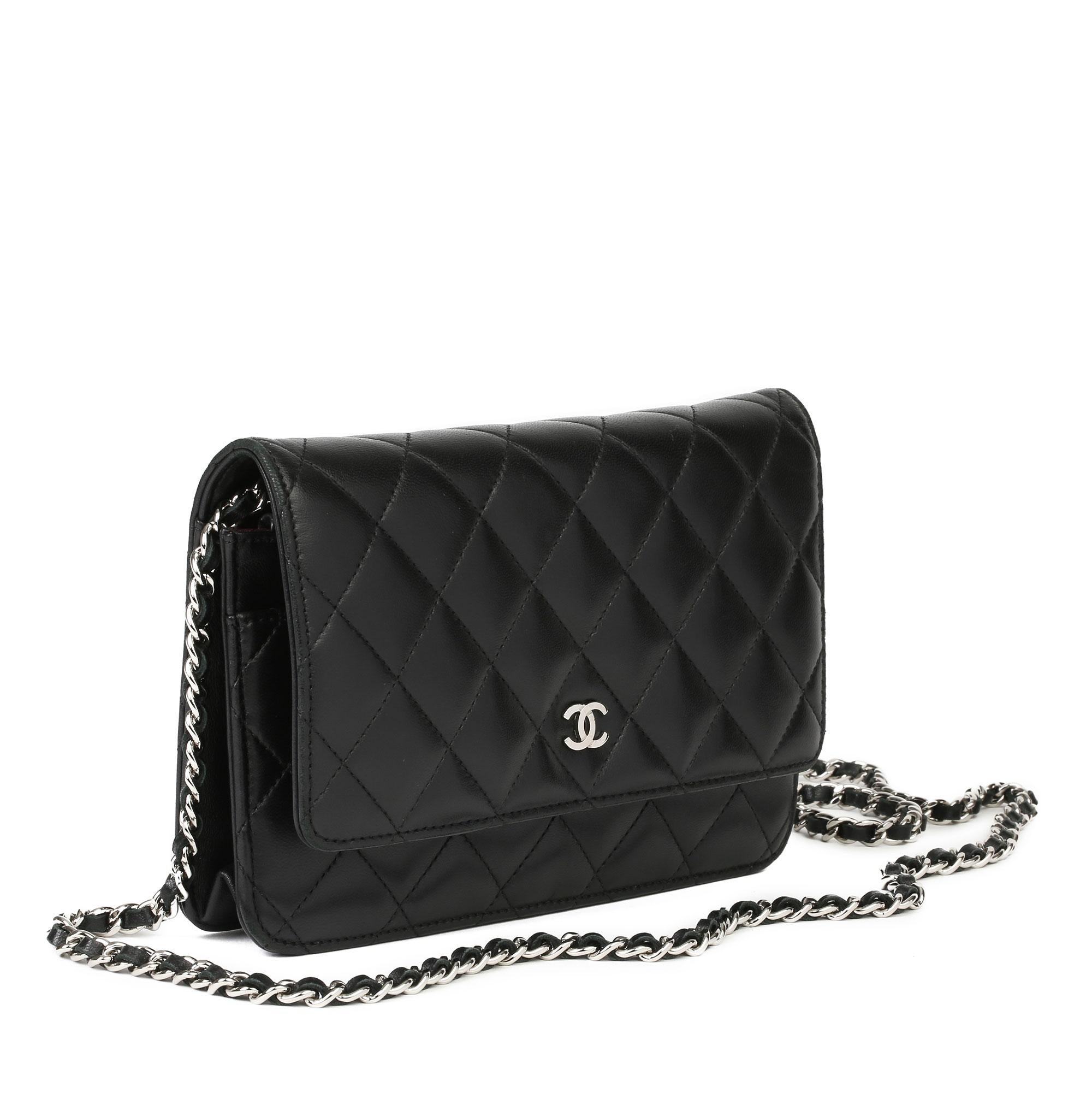 2017 Chanel Black Quilted Lambskin Wallet on Chain WOC 4