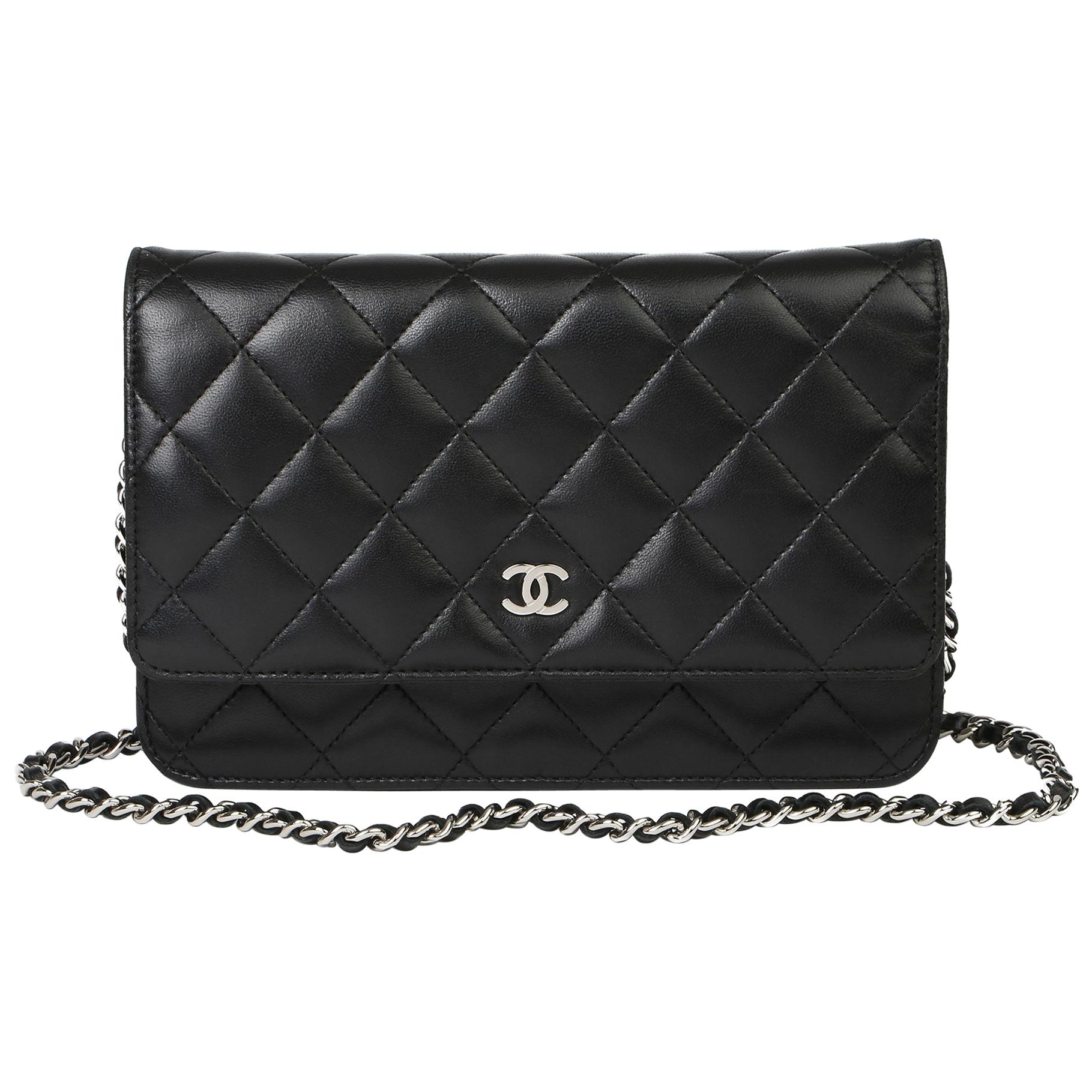 2017 Chanel Black Quilted Lambskin Wallet on Chain WOC
