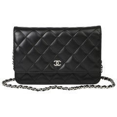 2017 Chanel Black Quilted Lambskin Wallet on Chain WOC