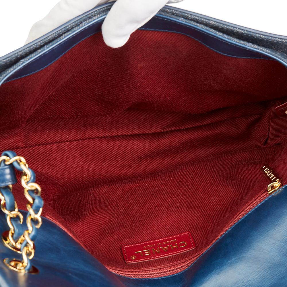 2017 Chanel Blue Quilted Denim & Blue Calfskin Leather Single Flap Bag 5