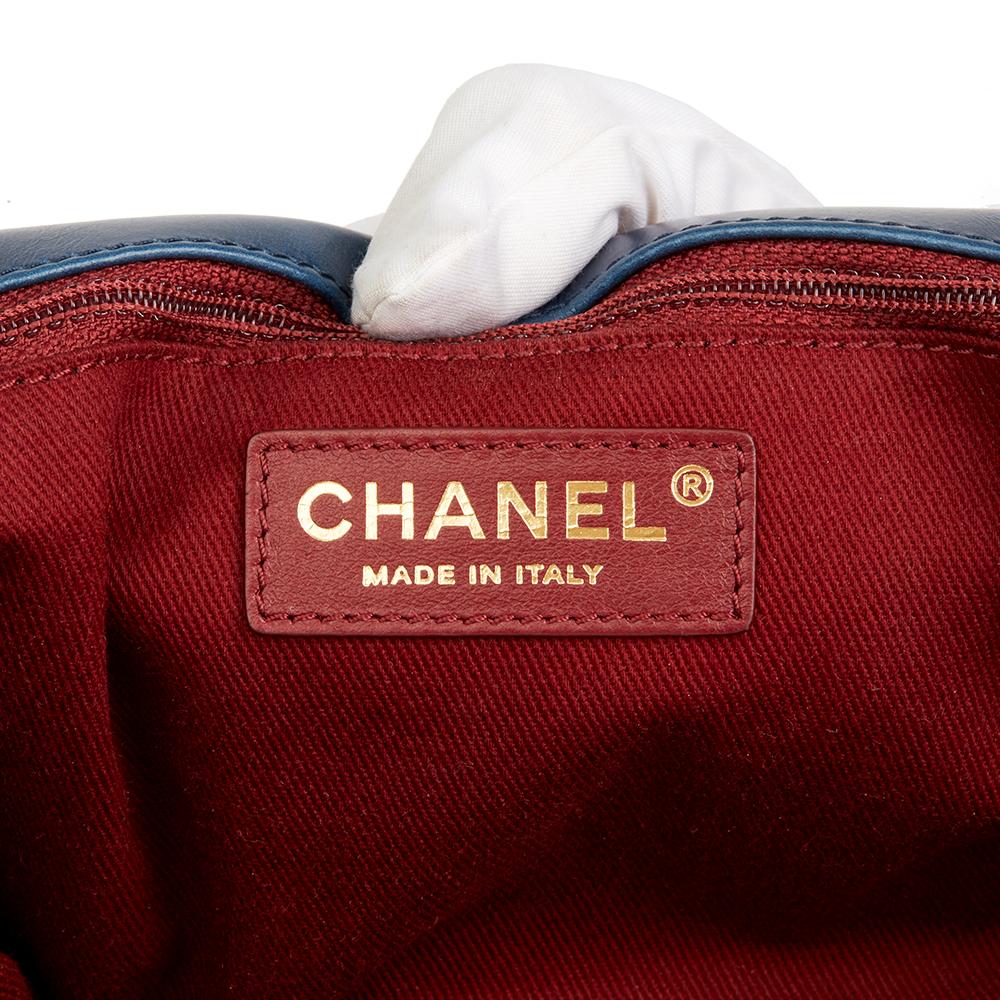 2017 Chanel Blue Quilted Denim & Blue Calfskin Leather Single Flap Bag 3