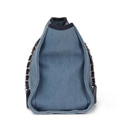 2017 Chanel Blue Sequin Embellished Denim Small Deauville Tote