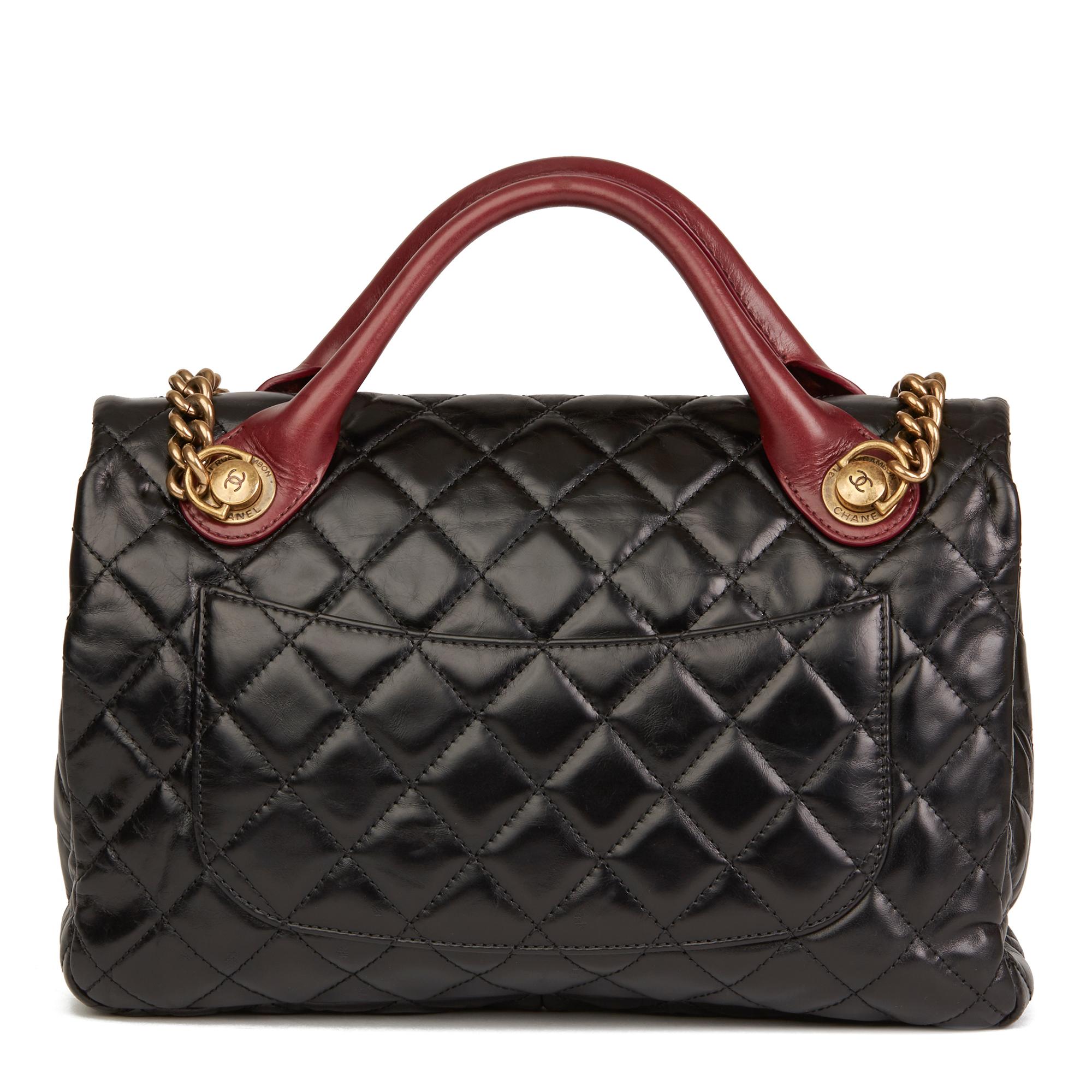 Women's 2017 Chanel Bordeaux & Black Quilted Calfskin Leather Large Castle Rock