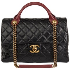 2017 Chanel Bordeaux & Black Quilted Calfskin Leather Large Castle Rock