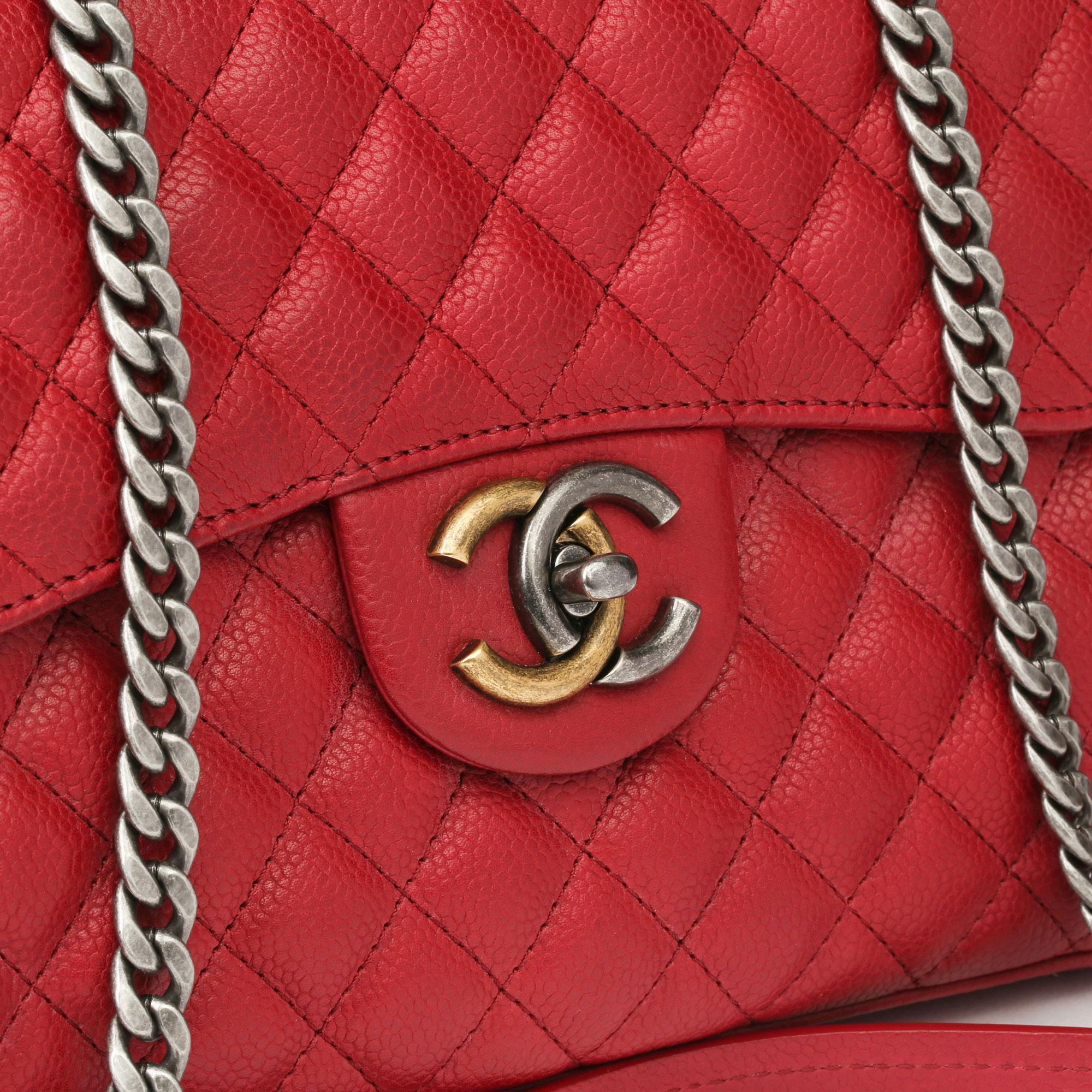 2017 Chanel Burgundy Quilted Caviar Leather Timeless Shoulder Tote  For Sale 3