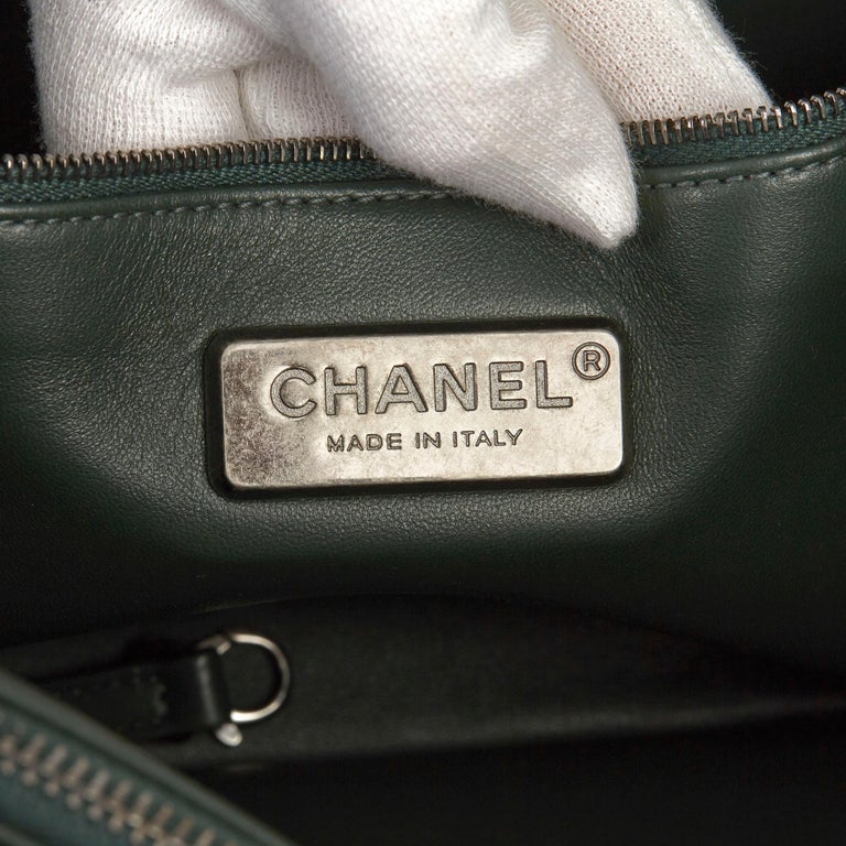 2017 Chanel Dark Green Python Leather Shopping Tote at 1stDibs