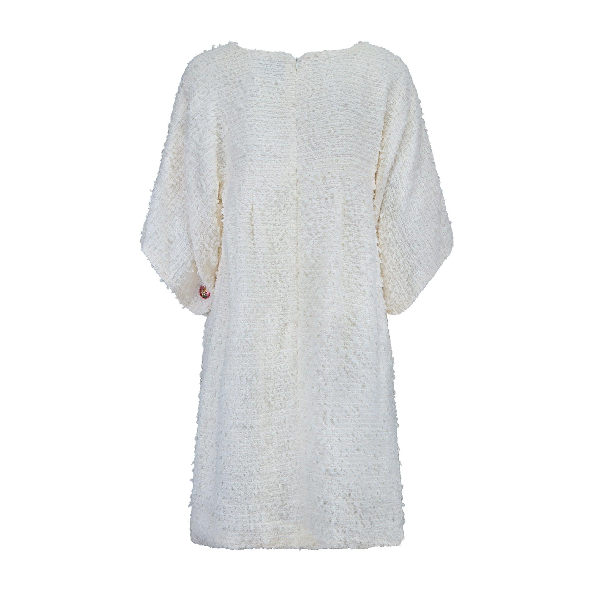 Gray 2017 Chanel Documented White Fantasy Tweed Dress For Sale