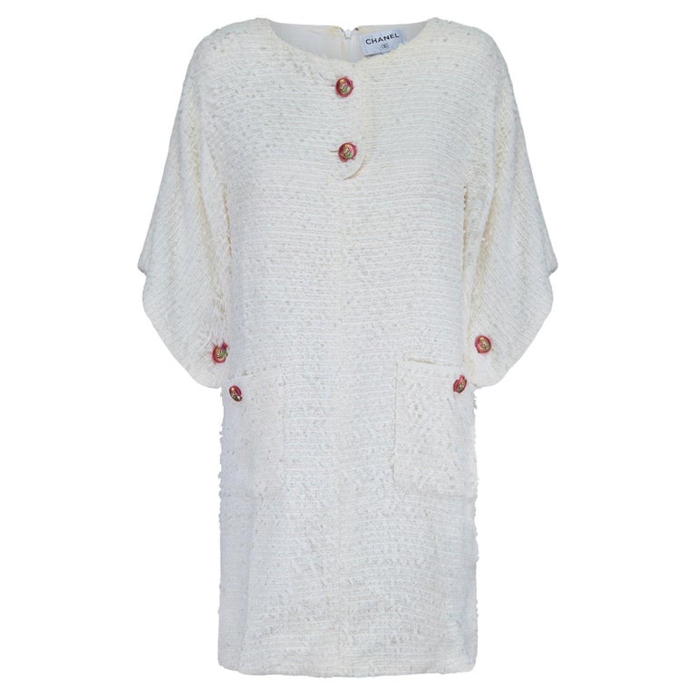 2017 Chanel Documented White Fantasy Tweed Dress