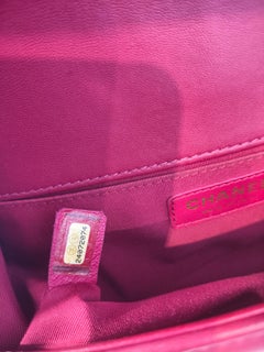 2017 Chanel fucsia lambskin Chevron quilted medium boy shoulder bag