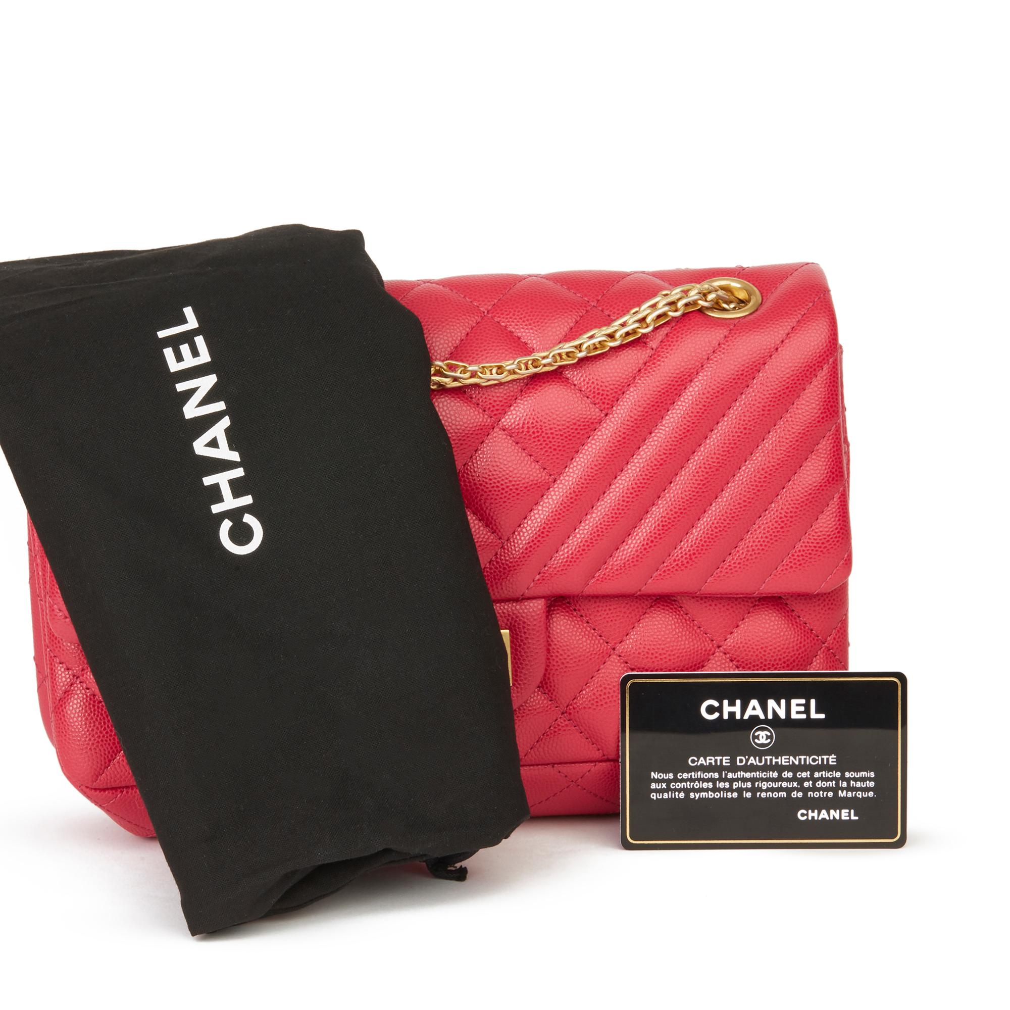 2017 Chanel Magenta Chevron Quilted Caviar Leather 2.55 Reissue Double Flap Bag 6