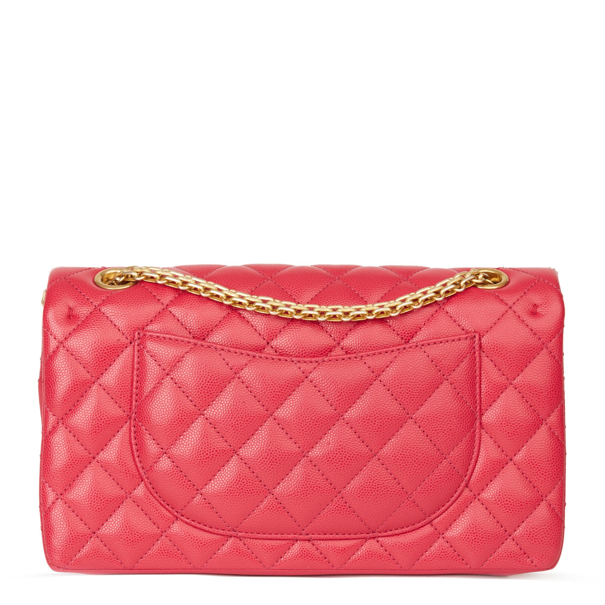 2017 Chanel Magenta Chevron Quilted Caviar Leather 2.55 Reissue Double Flap Bag In Excellent Condition In Bishop's Stortford, Hertfordshire