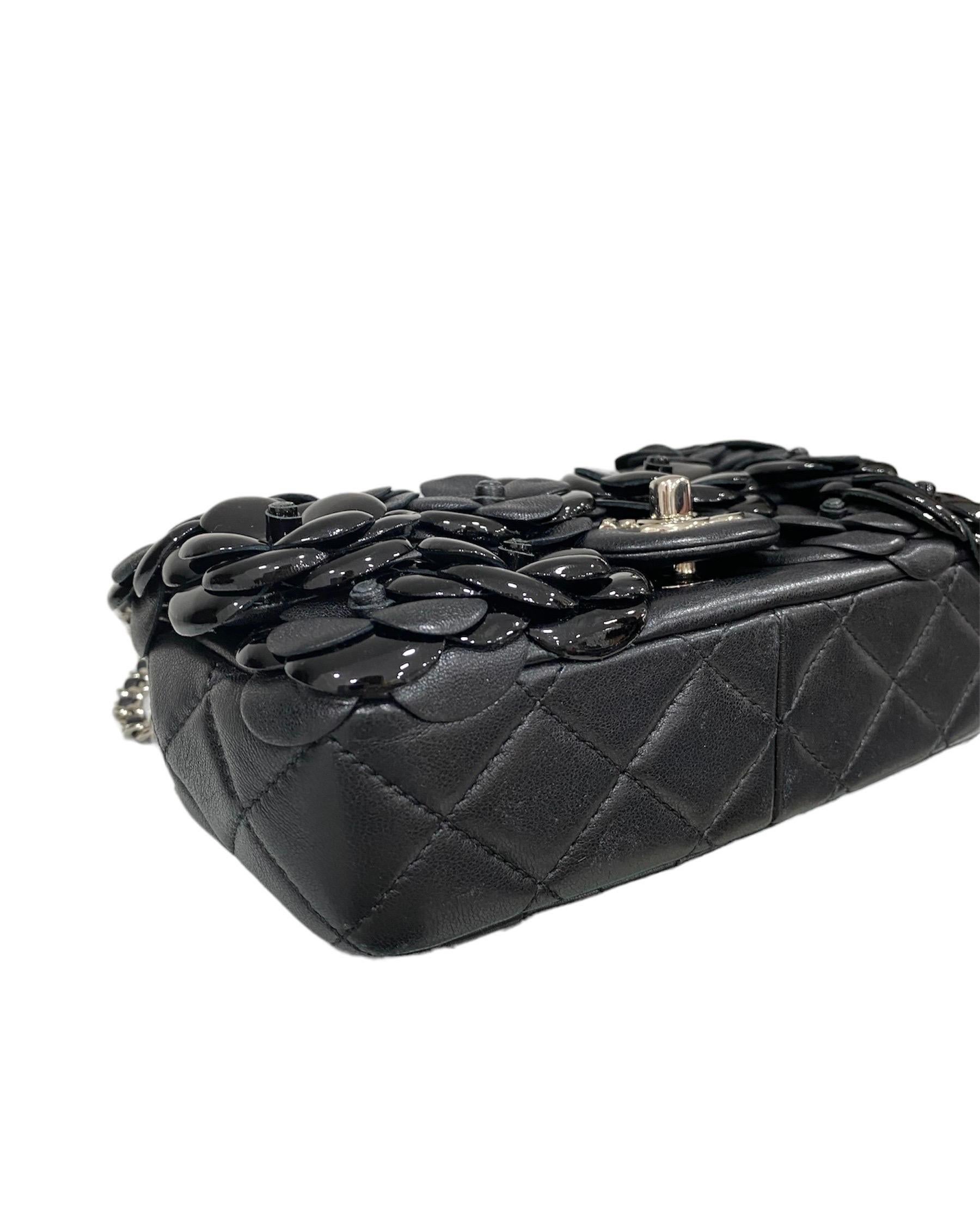 2017 Chanel Mini Camelia Black  Leather Shoulder Bag 1