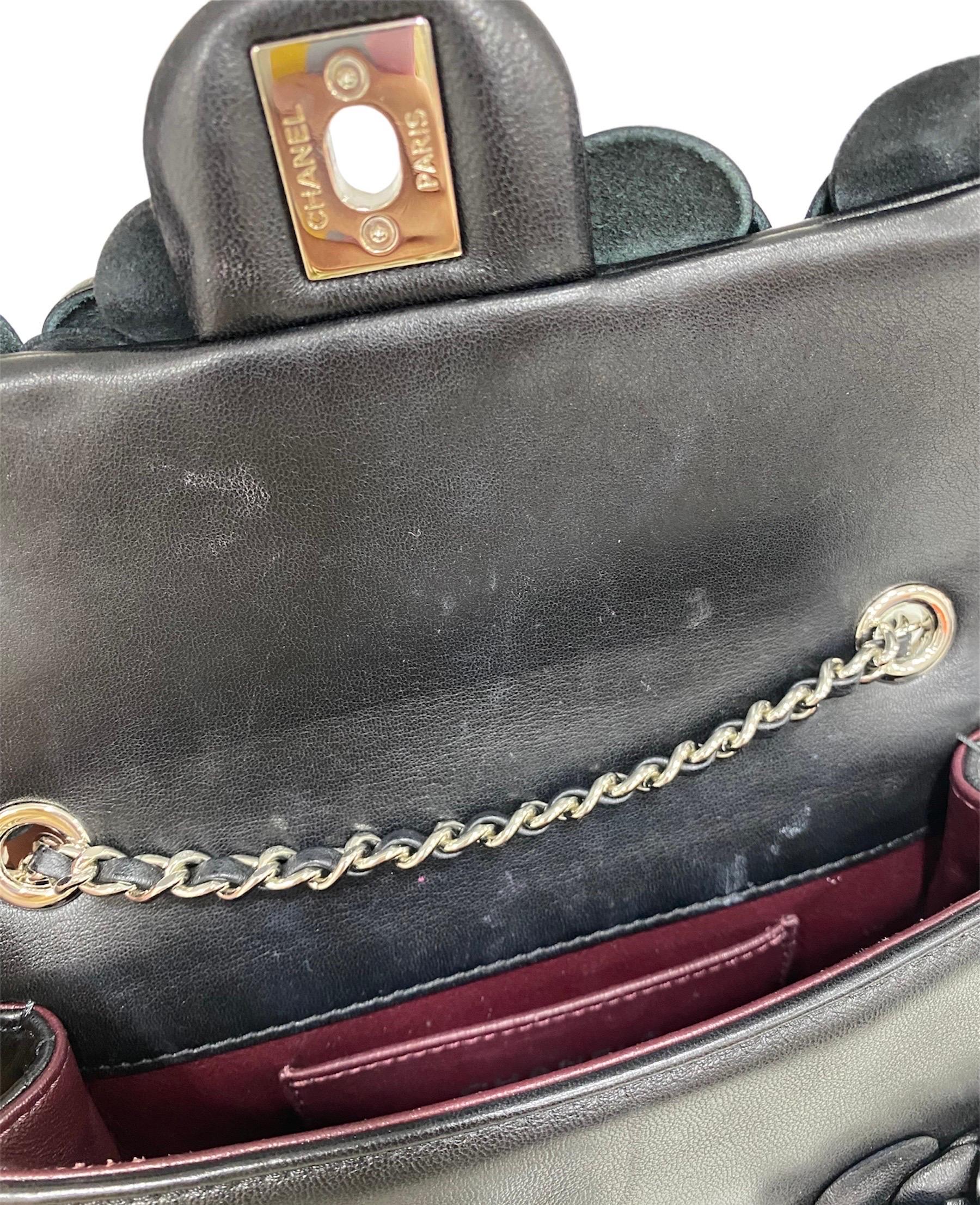2017 Chanel Mini Camelia Black  Leather Shoulder Bag 5