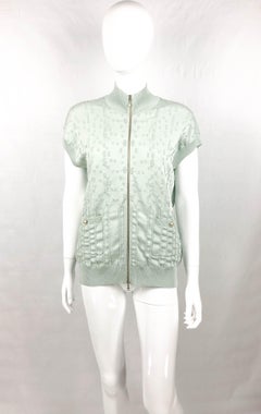 2017 Chanel Pale Green Short-Sleeve Cardigan