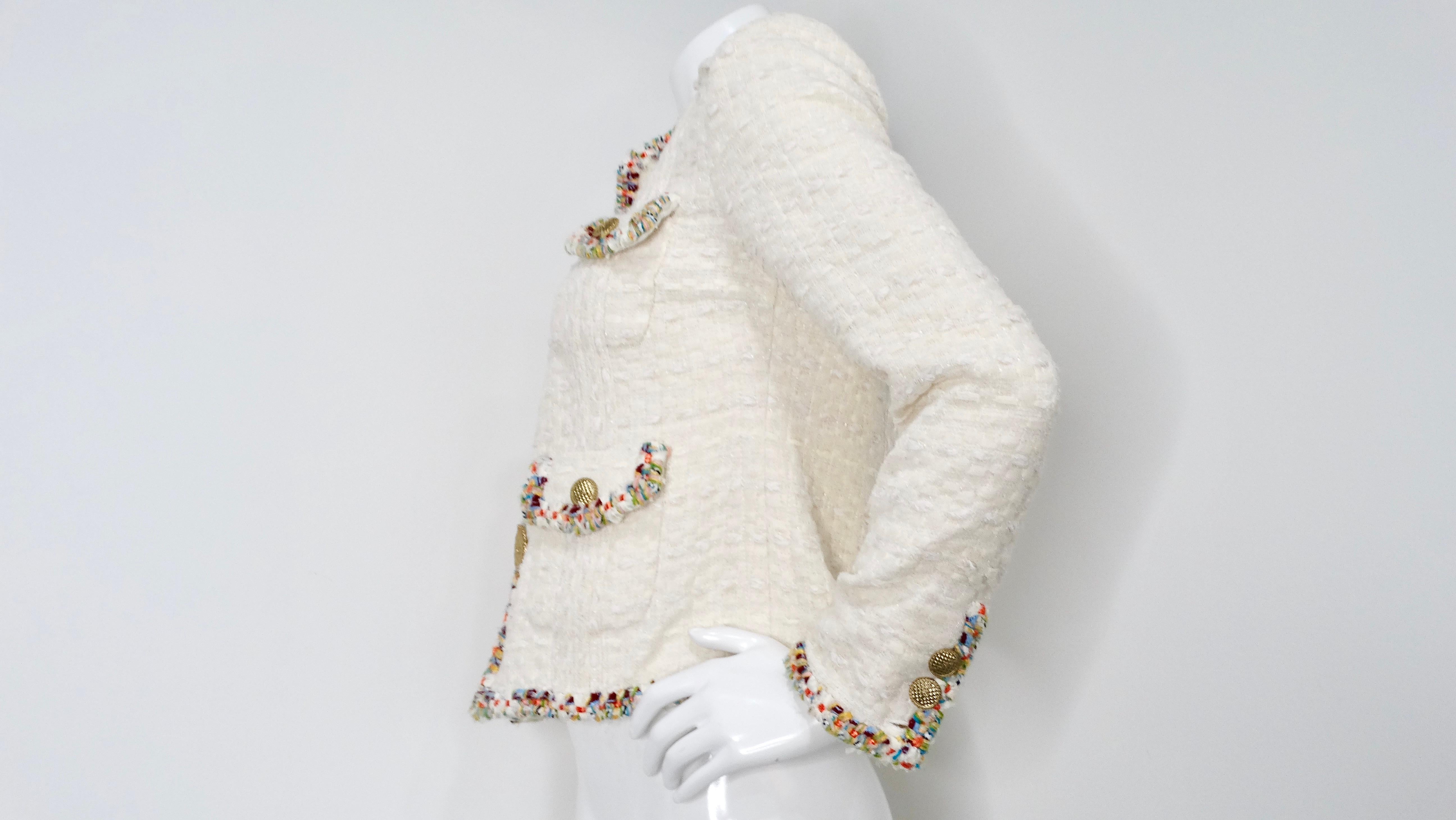 2017 Chanel Paris-Cuba Tweed Ivory Jacket With Multicolor Trim For Sale 5