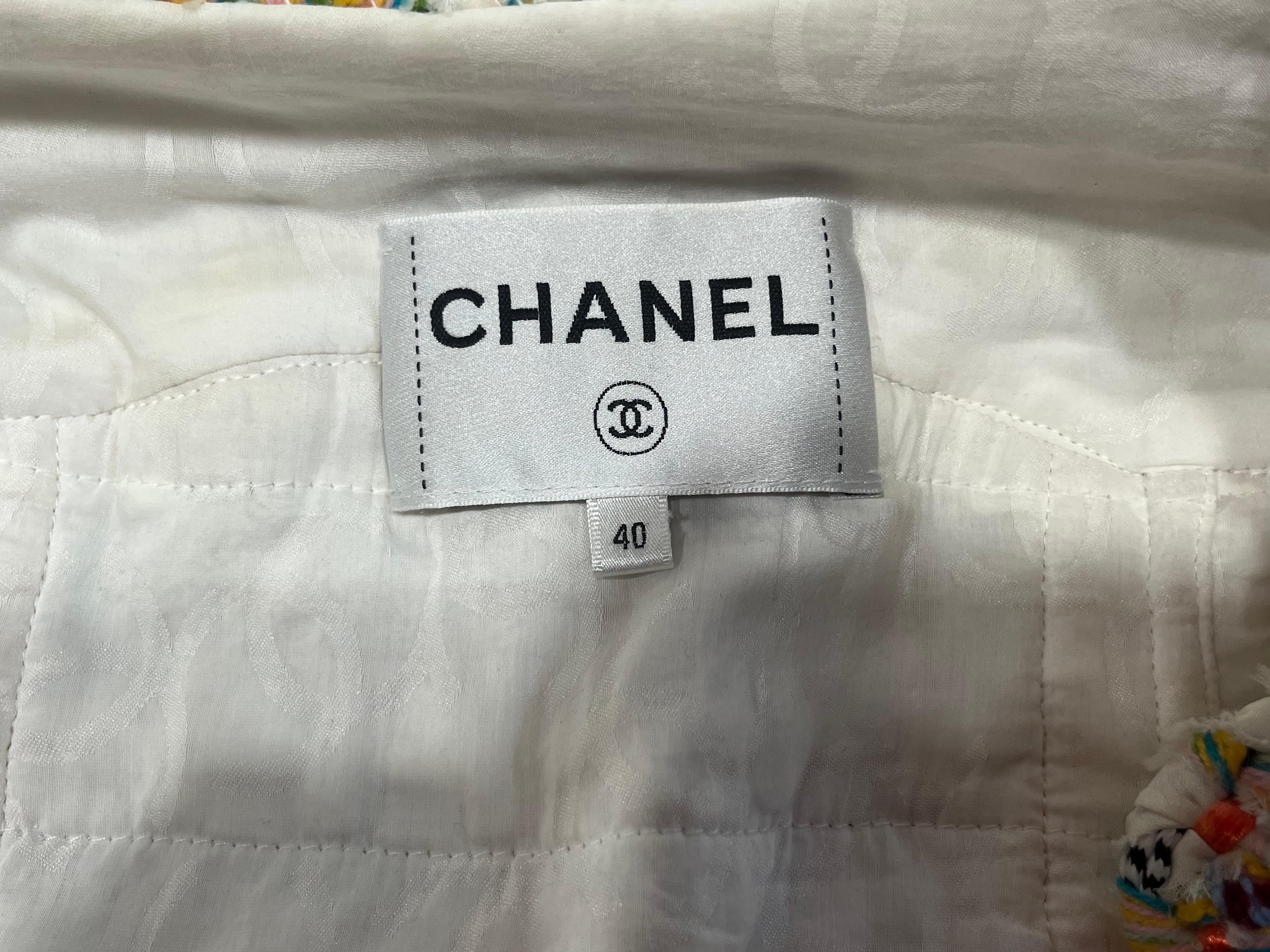 2017 Chanel Paris-Cuba Tweed Ivory Jacket With Multicolor Trim For Sale 9