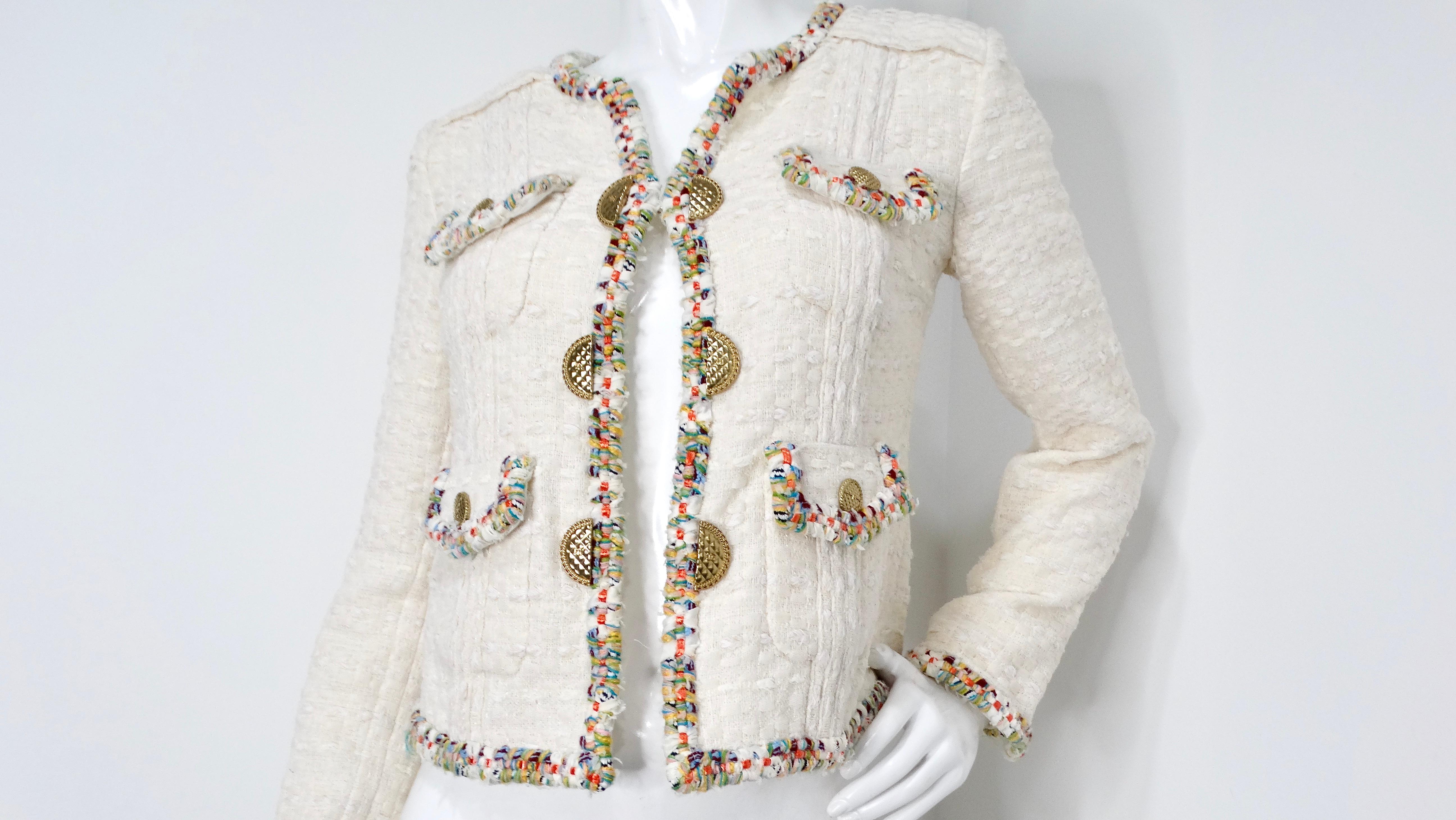 Women's 2017 Chanel Paris-Cuba Tweed Ivory Jacket With Multicolor Trim For Sale