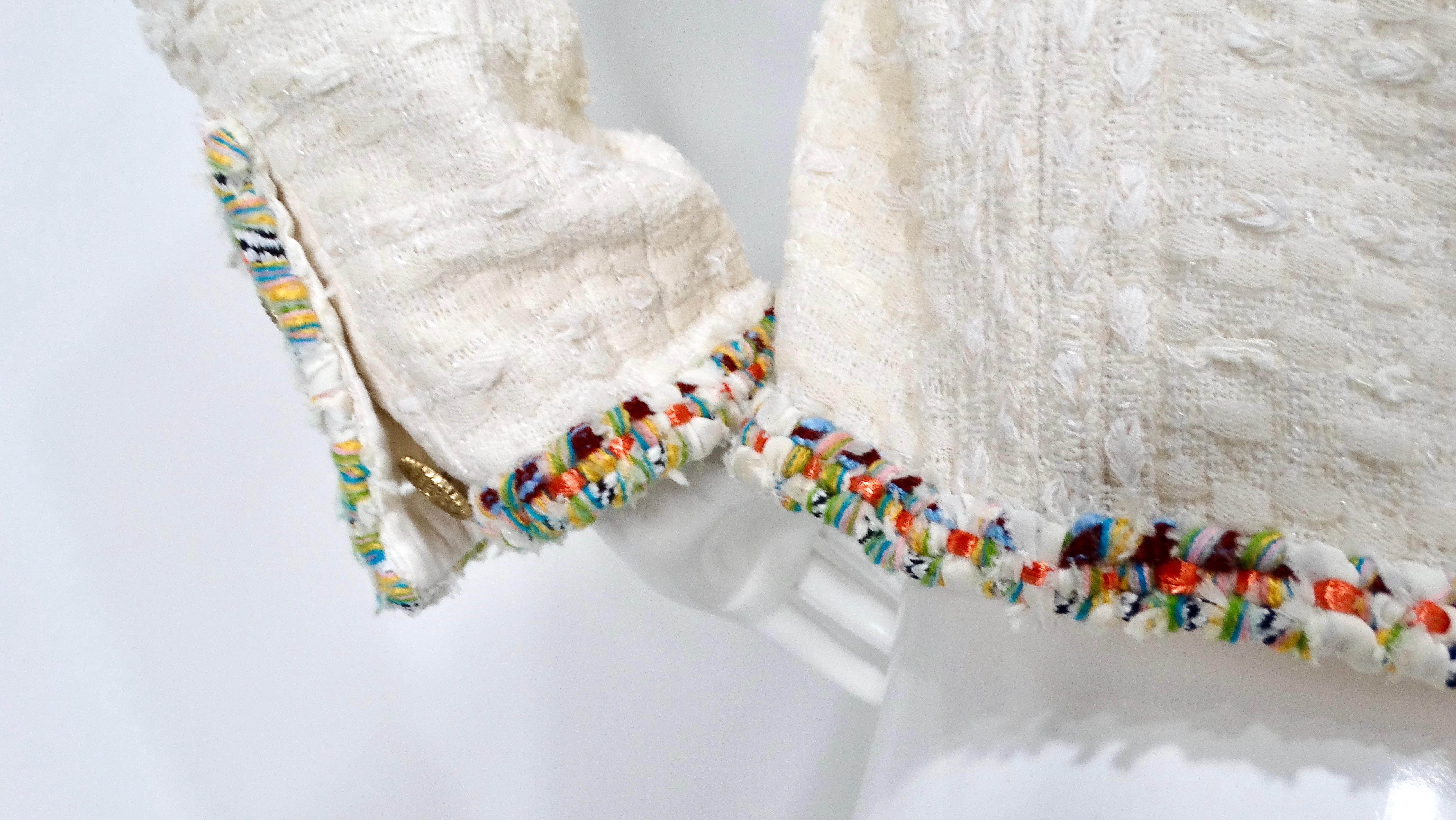 2017 Chanel Paris-Cuba Tweed Ivory Jacket With Multicolor Trim For Sale 1