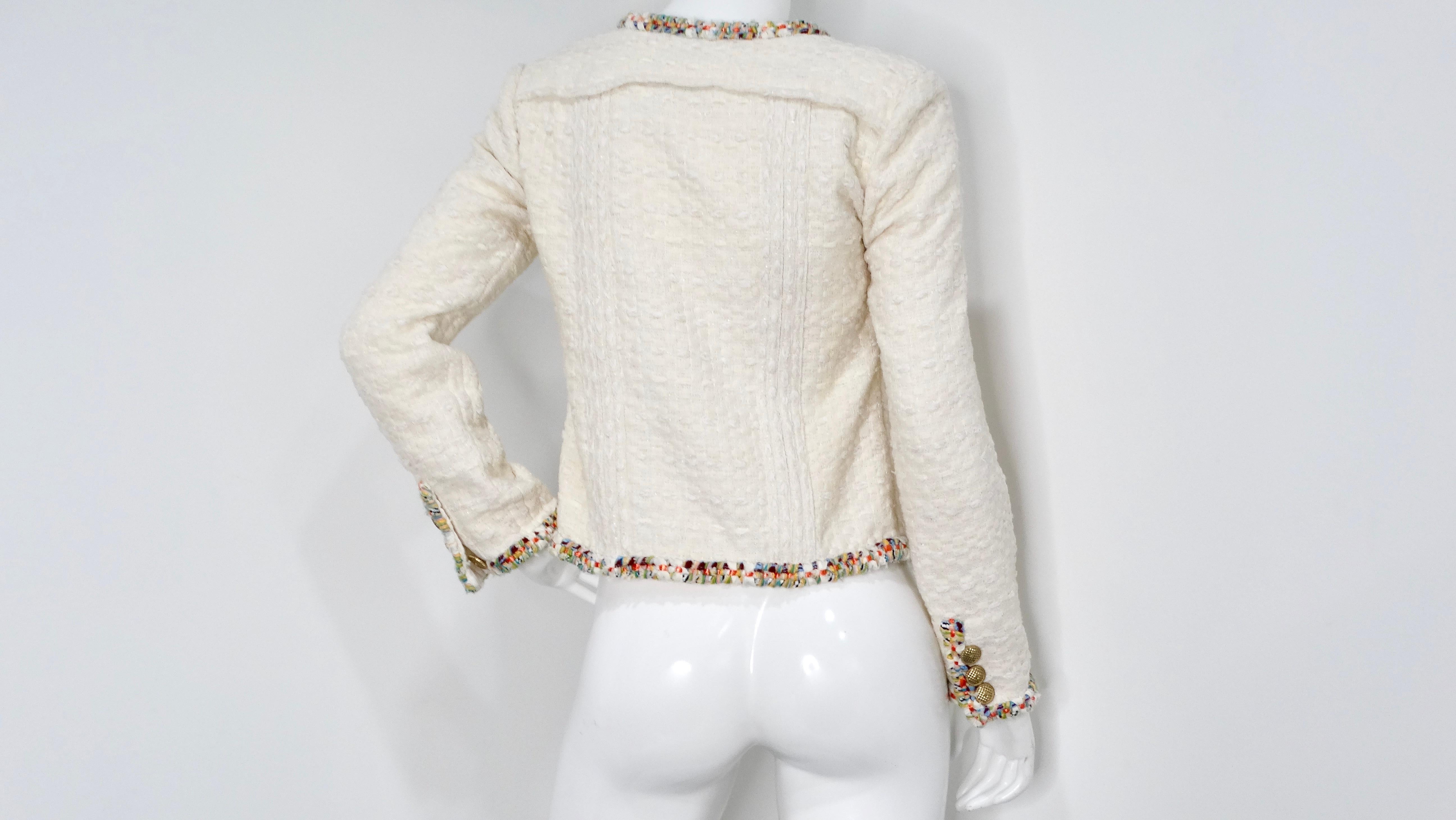 2017 Chanel Paris-Cuba Tweed Ivory Jacket With Multicolor Trim For Sale 3