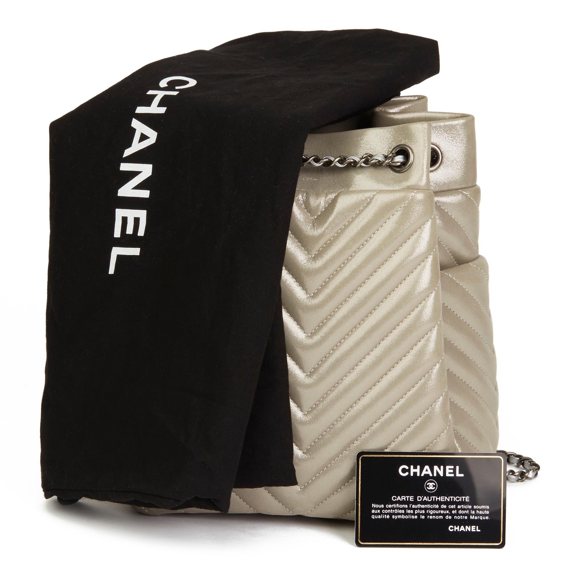 2017 Chanel Silver Metallic Chevron Quilted Calfskin Leather Small Urban Spirit  6