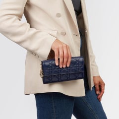2017 Christian Dior Navy Quilted Lambskin Lady Dior Long Wallet