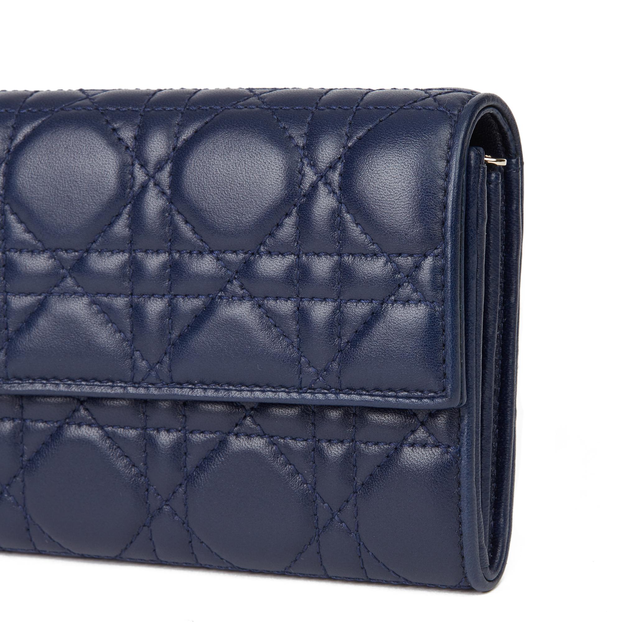 2017 Christian Dior Navy Quilted Lambskin Lady Dior Long Wallet 1