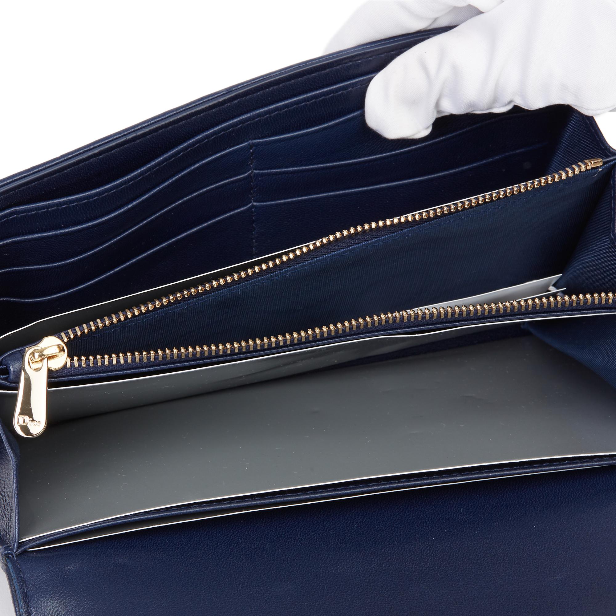 2017 Christian Dior Navy Quilted Lambskin Lady Dior Long Wallet 3