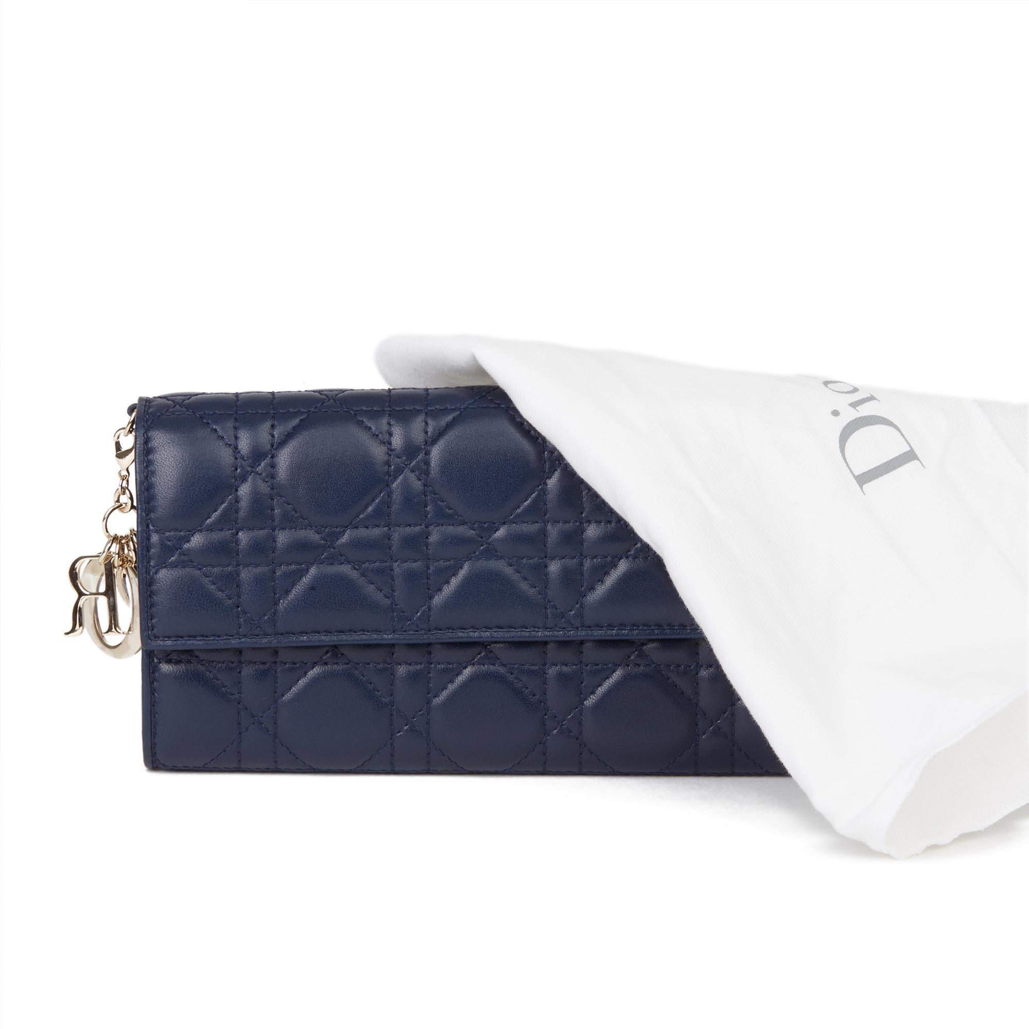 2017 Christian Dior Navy Quilted Lambskin Lady Dior Wallet  5