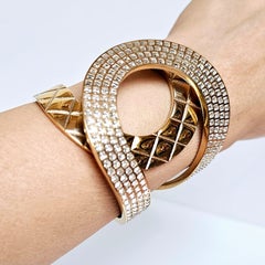 2017 Cruise Chanel CC Swarovski Gold Bangle