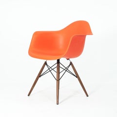 2017 Eames Herman Miller DAW Orange Plastic Shell Chair with Walnut Dowel Base