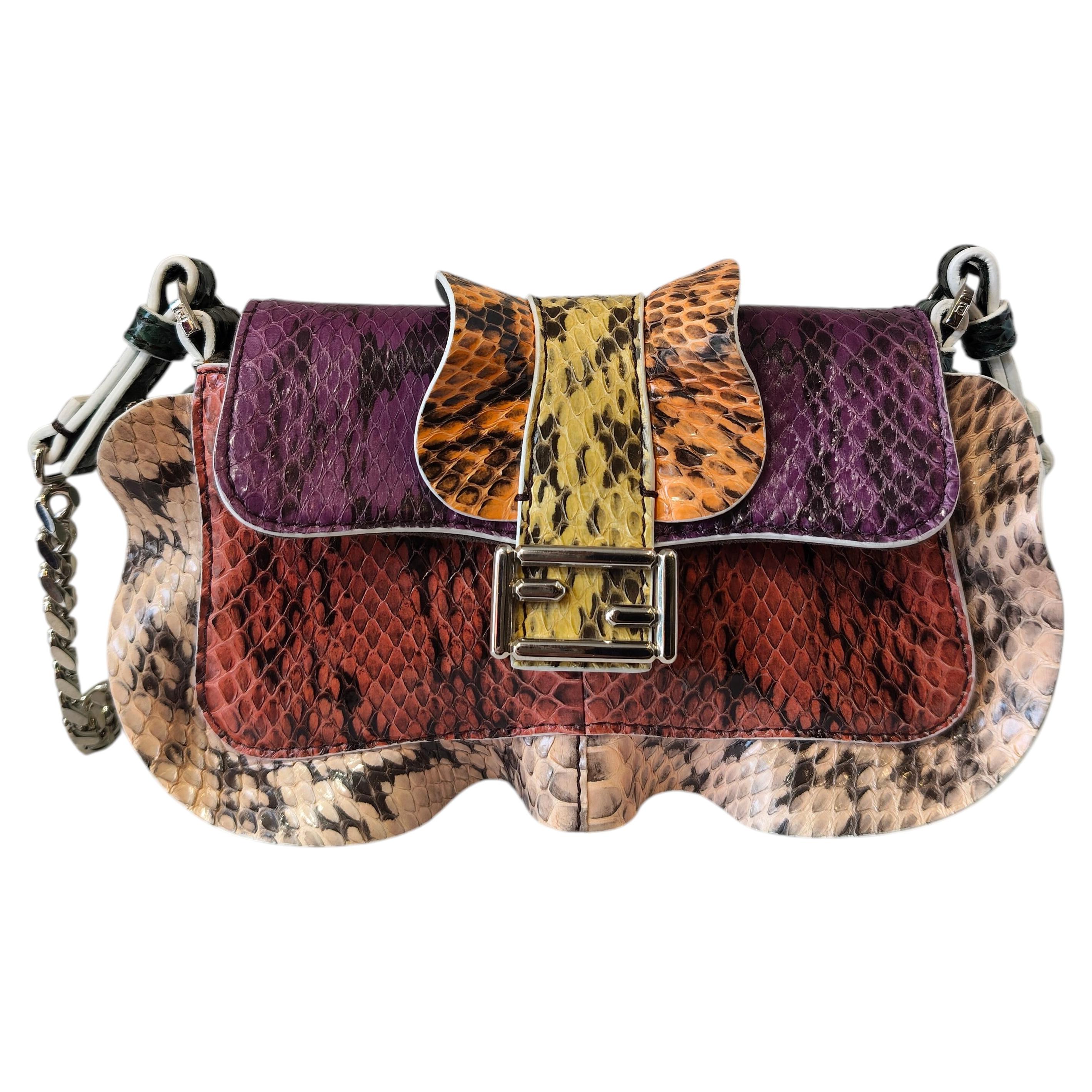 2017 Fendi Python multicoloured macro baguette elaphe waves