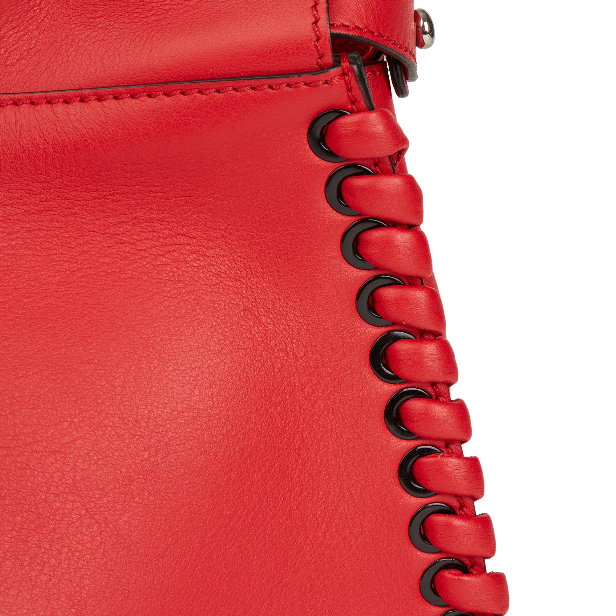 2017 Fendi Red Smooth Calfskin Leather Whipstitch Regular Peekaboo 2