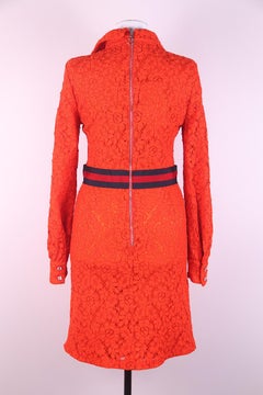 2017 Gucci Cluny lace dress with Web waistband