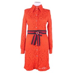 2017 Gucci Cluny lace dress with Web waistband