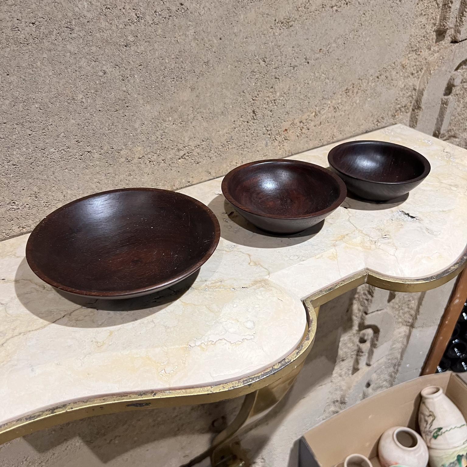 2017 Set di tre ciotole in legno di palissandro realizzate a mano e firmate ADW In condizioni buone in vendita a Chula Vista, CA