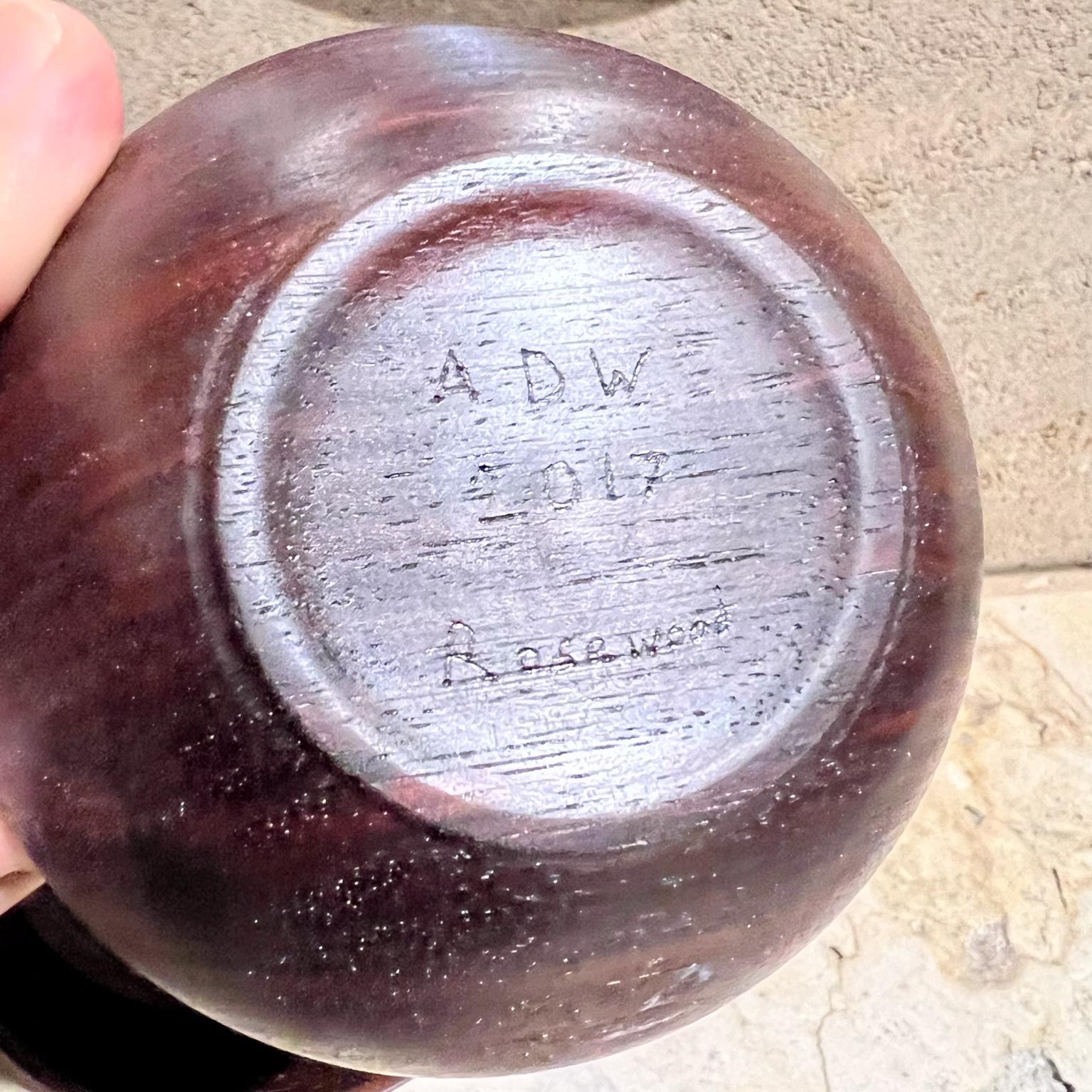 2017 Set di tre ciotole in legno di palissandro realizzate a mano e firmate ADW in vendita 1