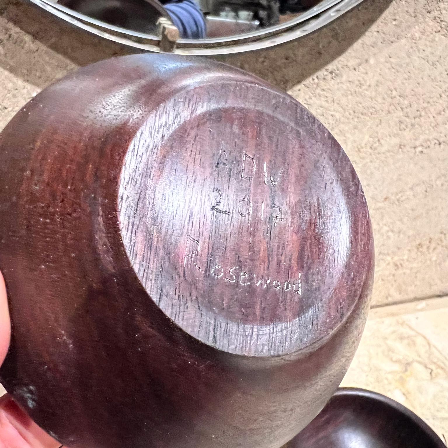 2017 Set di tre ciotole in legno di palissandro realizzate a mano e firmate ADW in vendita 3