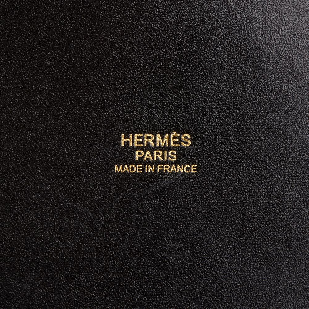 2017 Hermès Black Box Calf Leather Clouté Farming Bucket Bag 4